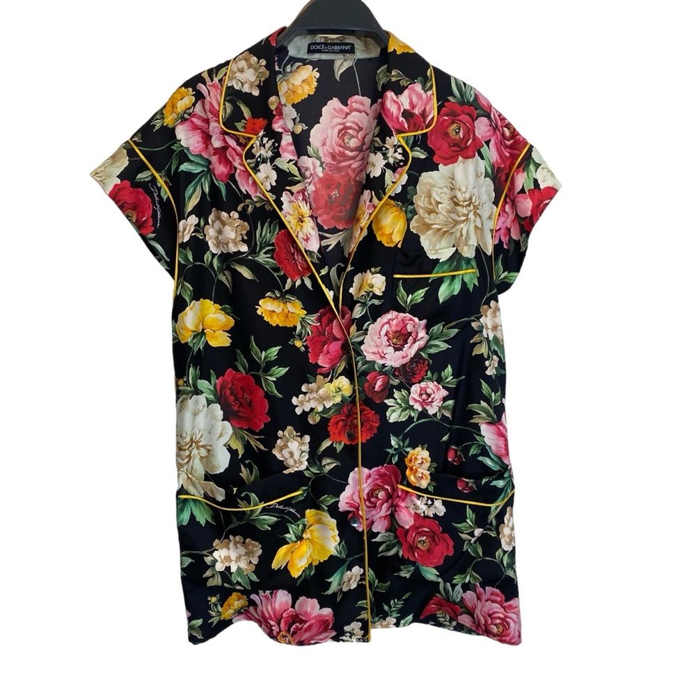 Dolce&Gabbana pajama style silk blouse with floral design IT 42